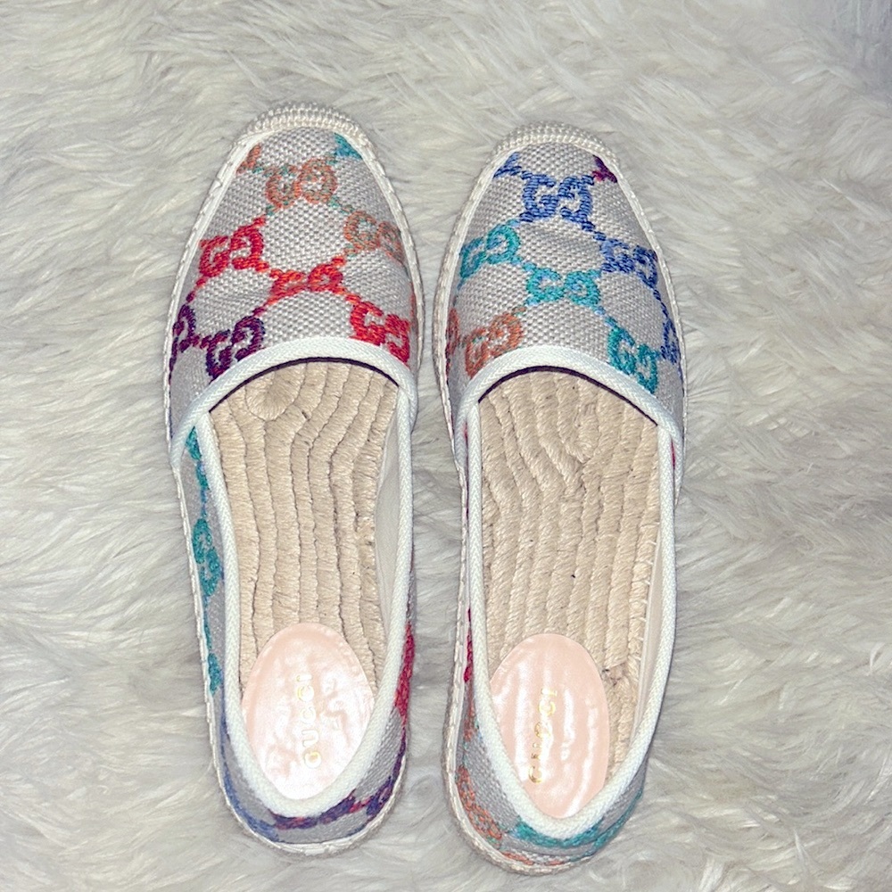 Gorgeous & Authentic GUCCI Logo Printed Canvas Espadrilles Size 38 (Will trade!) - Picture 3 of 16